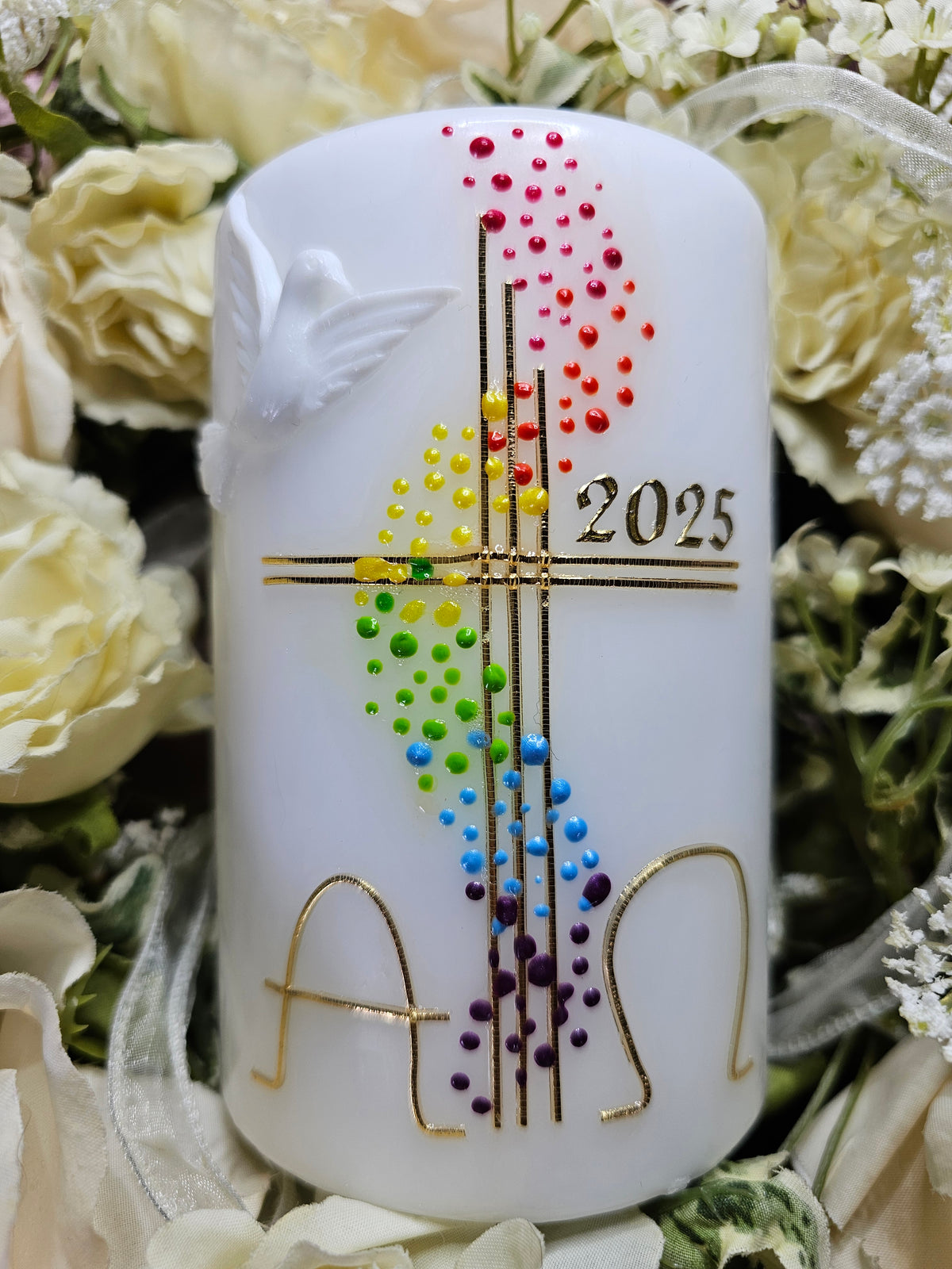 Osterkerze "Regenbogen" in 2 Ausführungen