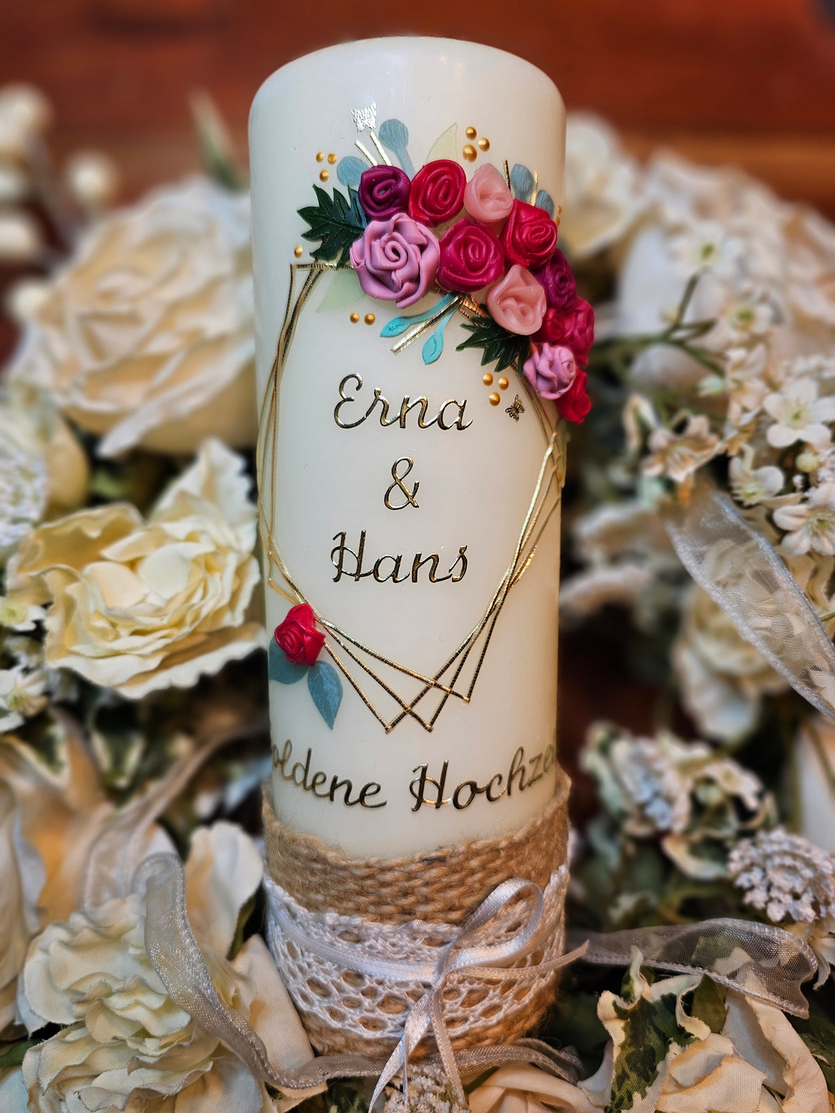 Hochzeitskerze, Jubiläumskerze "Rosen"