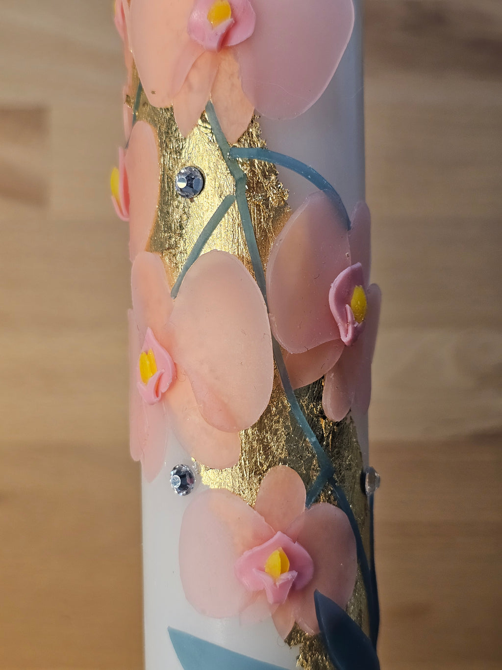 Taufkerze "Saphira" mit Orchideenmotiv