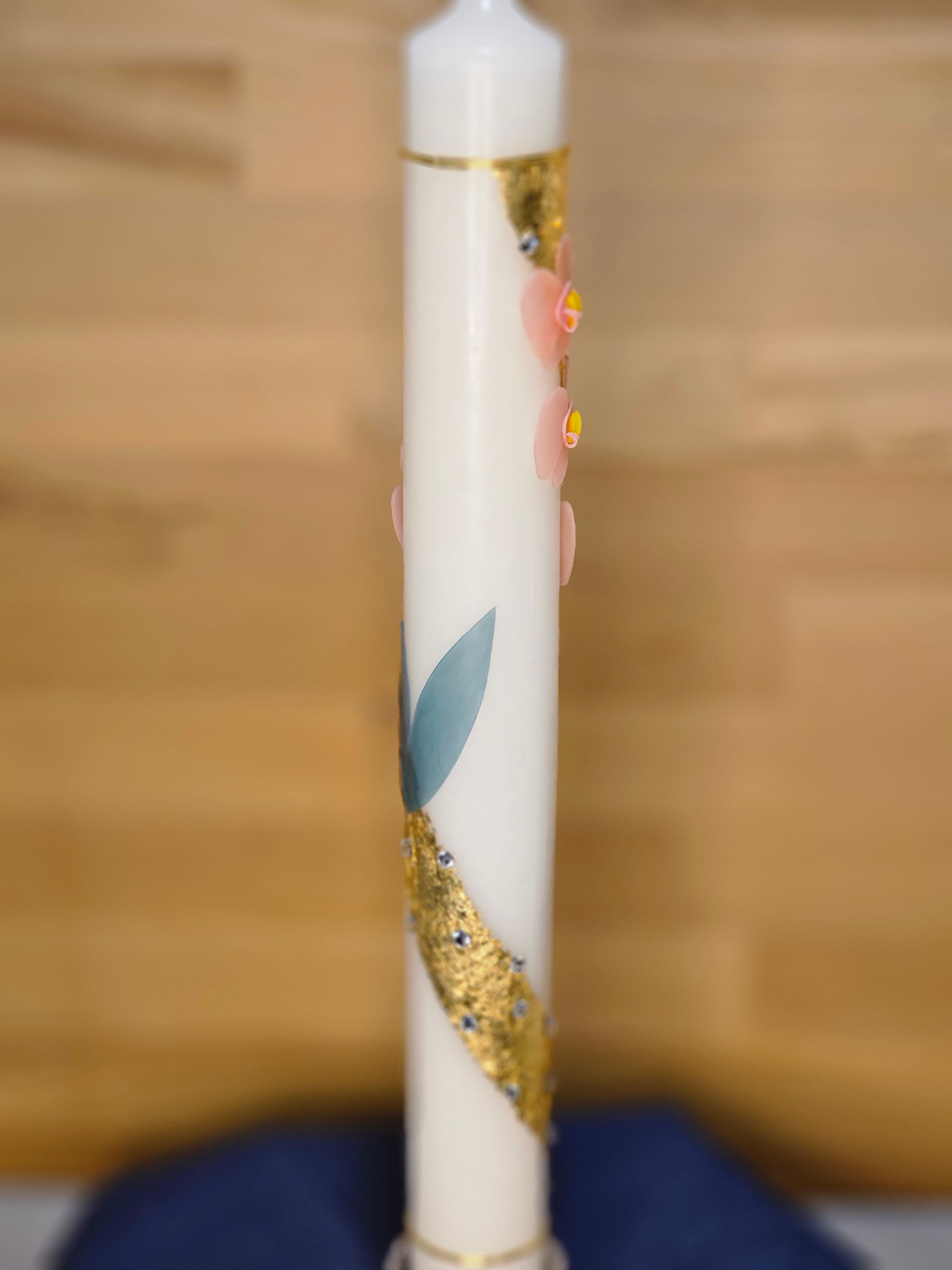Taufkerze "Saphira" mit Orchideenmotiv